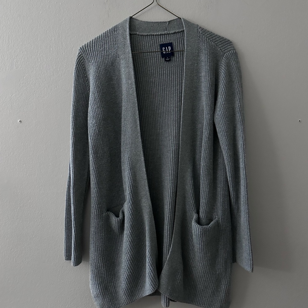 GAP Women's Charcoal Open Knit Cardigan Excellent Condition - Picture 2 of 4
